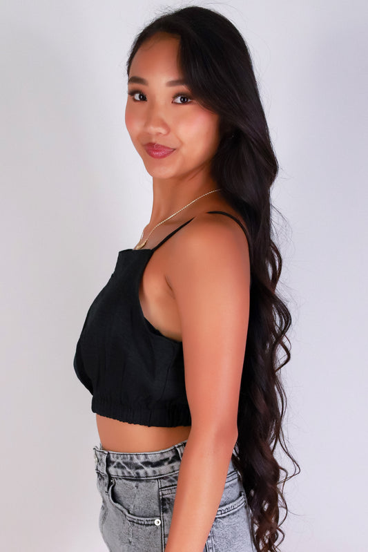 Jeans Warehouse Hawaii - TANK SOLID WOVEN DRESSY TOPS - READY FOR IT CROP TOP | By MINE FASHION