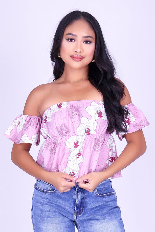 ORCHID OFF SHOULDER BABYDOLL TOP