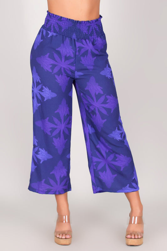 TORCH GINGER QUILT SMOCKED WAIST CAPRI'S