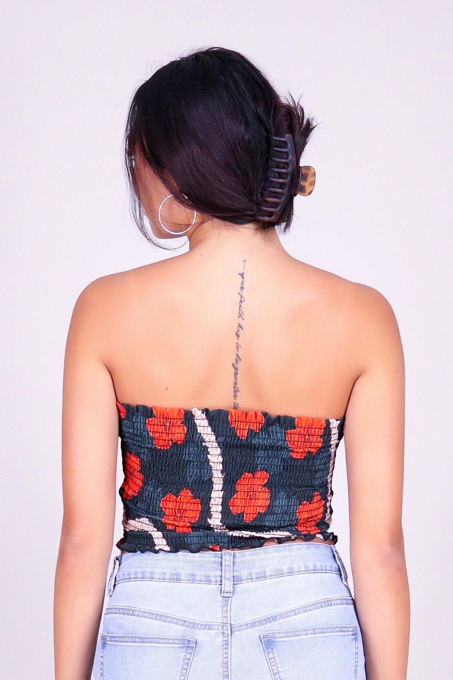 HAU PIKAKE SMOCKED CROP TUBE TOP