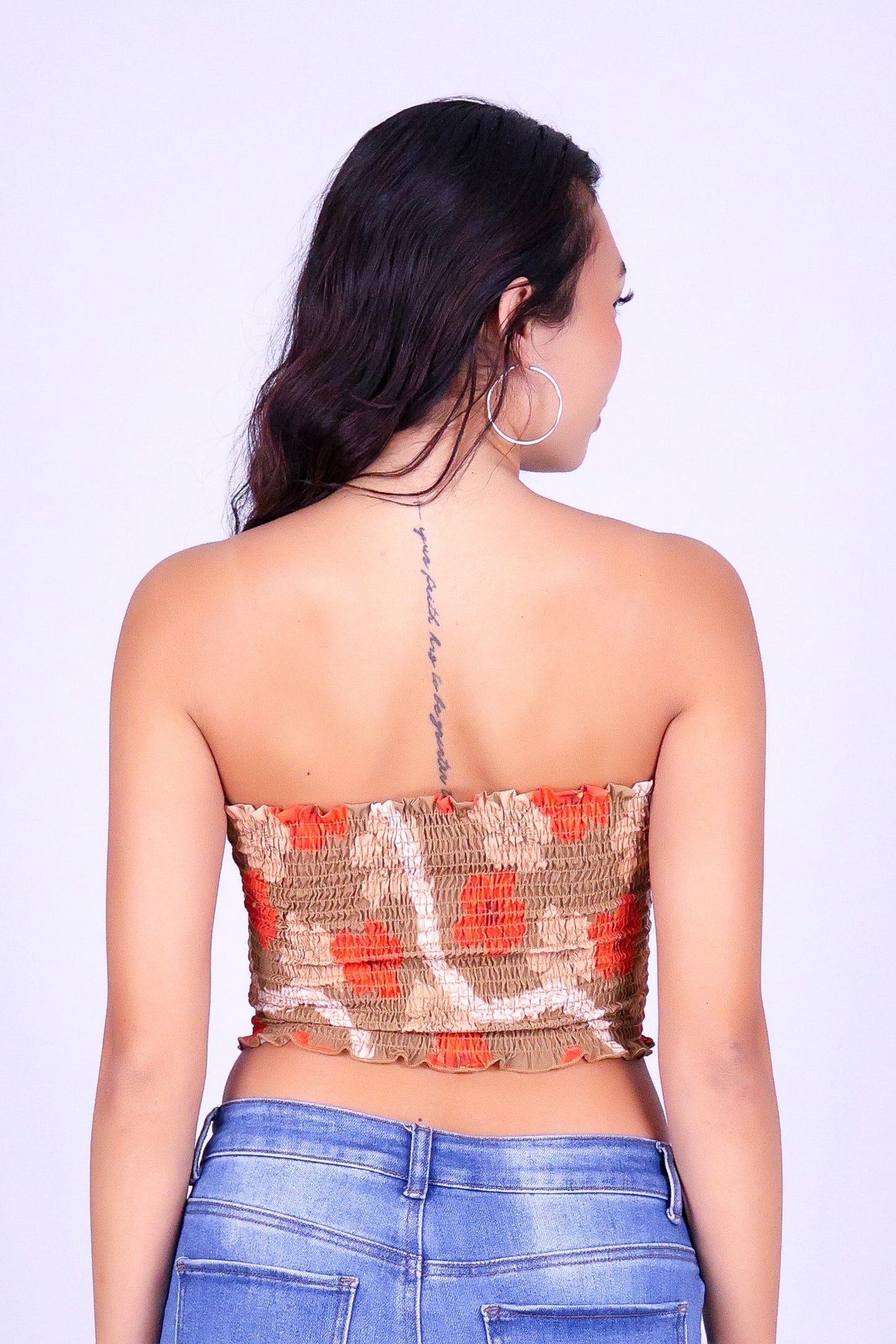 HAU PIKAKE SMOCKED CROP TUBE TOP
