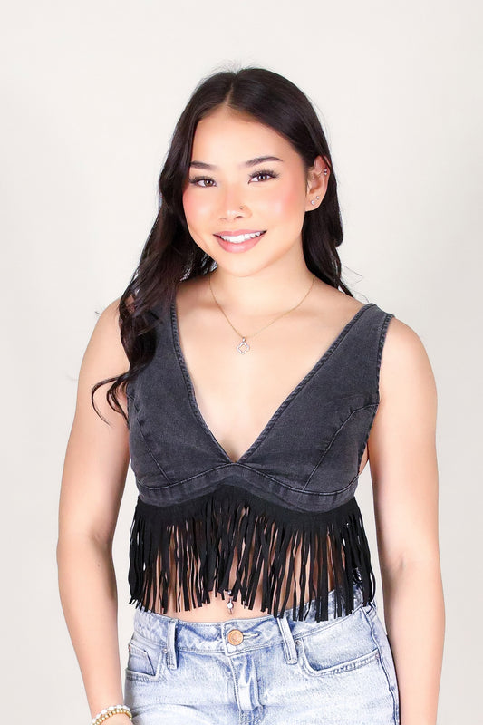 WILD WEST DENIM CROP TOP