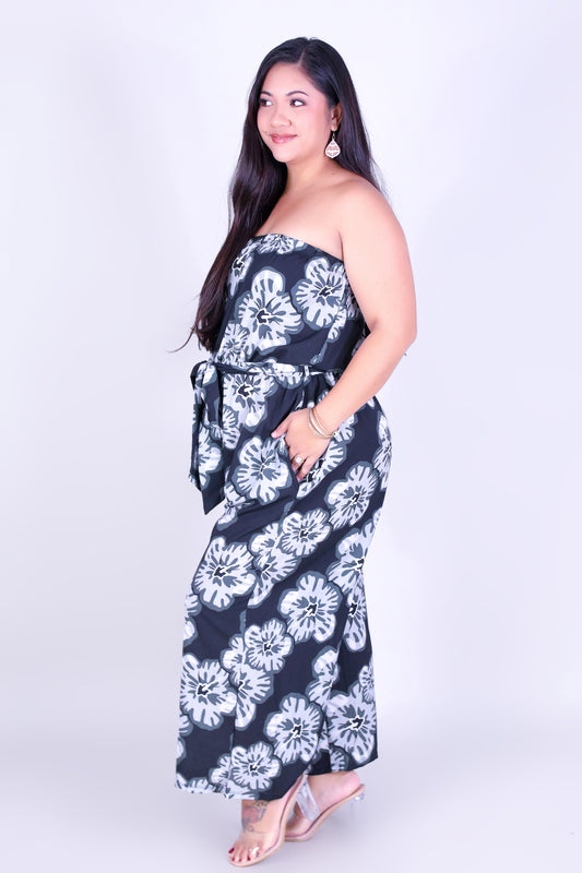 WATERCOLOR HIBISCUS TUBE JUMPSUIT