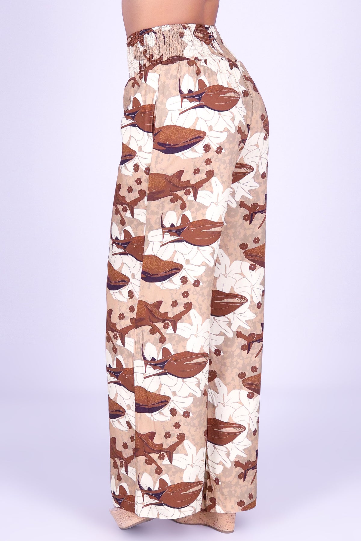 BLOOMS BY THE SEA SMOCKED WAIST PANTS