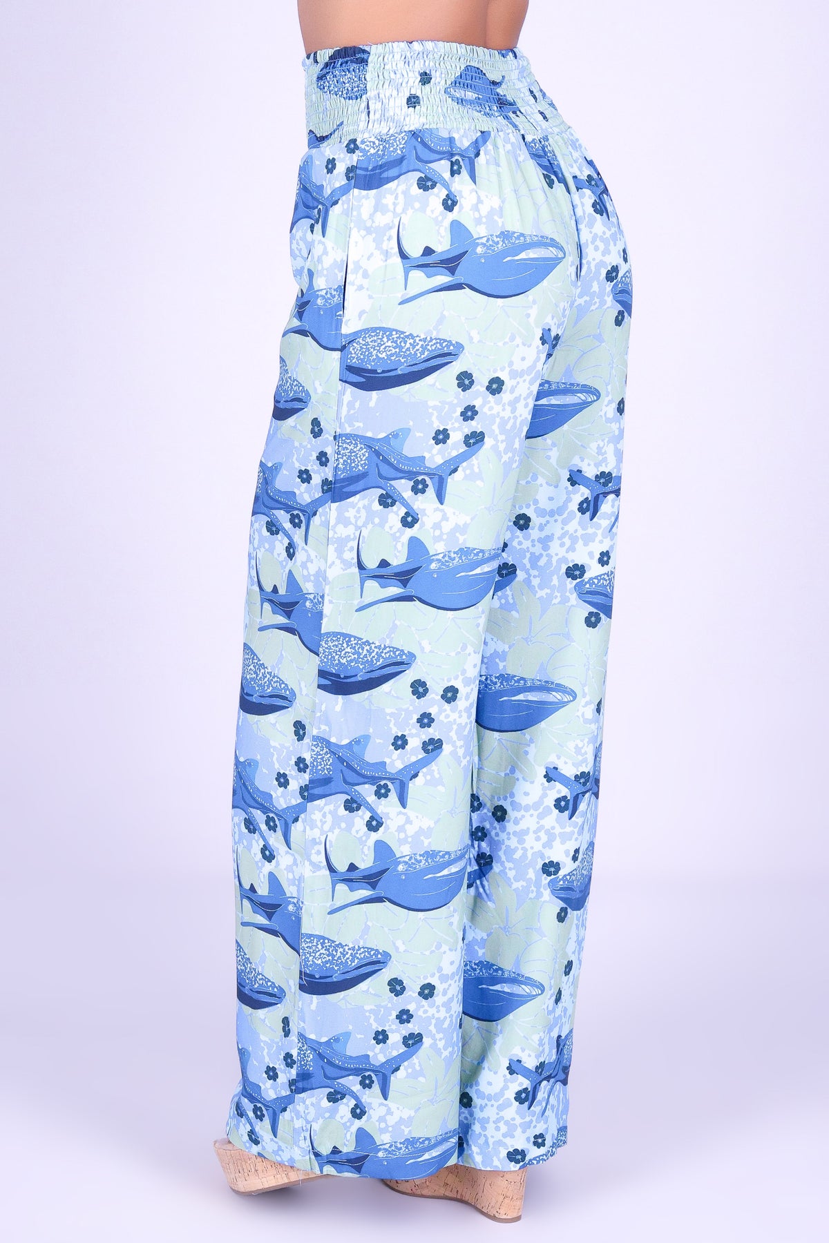 BLOOMS BY THE SEA SMOCKED WAIST PANTS