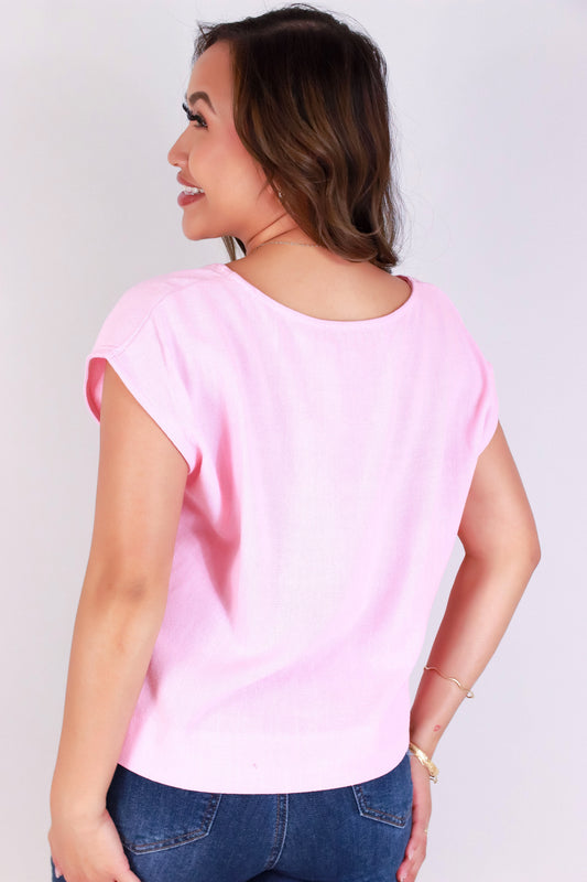 Jeans Warehouse Hawaii - S/S SOLID WOVEN TOPS - LINEN BREEZE TOP | By OLIVE & CO