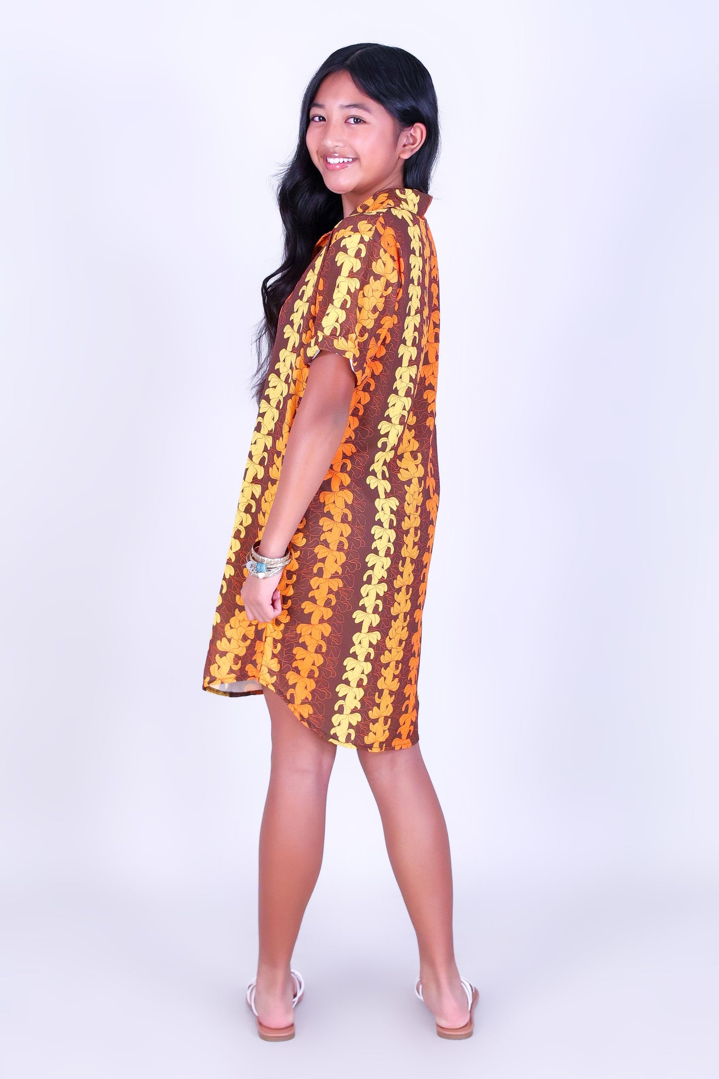 PUAKENIKENI OUTLINE BUTTON DOWN DRESS | KIDS SIZE 2-16