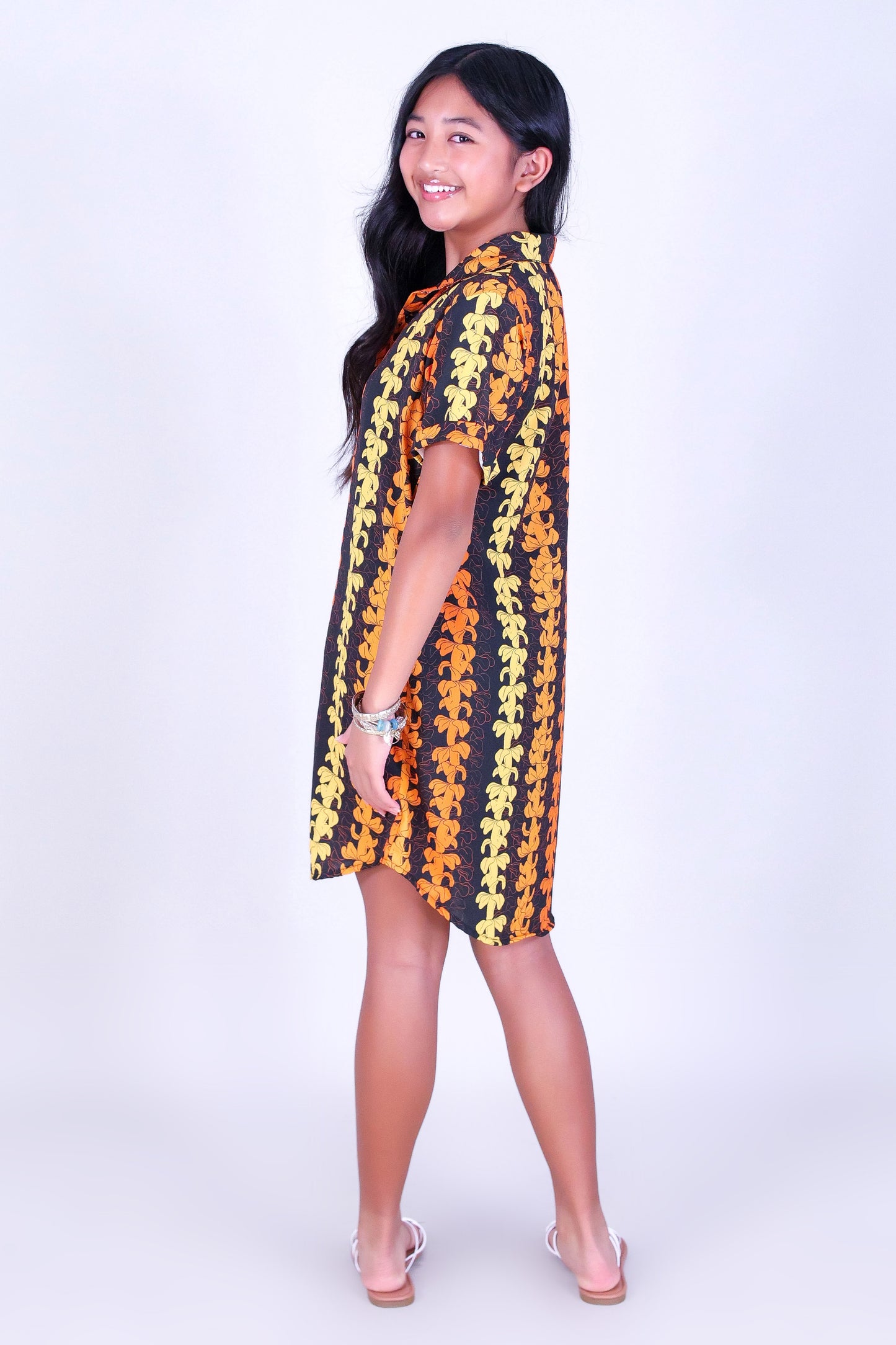 PUAKENIKENI OUTLINE BUTTON DOWN DRESS | KIDS SIZE 2-16