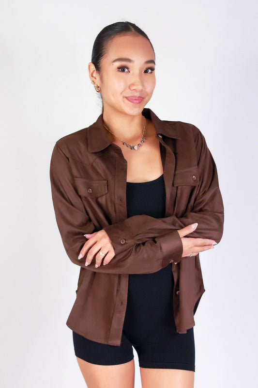 MOON DRIFT SUEDE LONG SLEEVE TOP