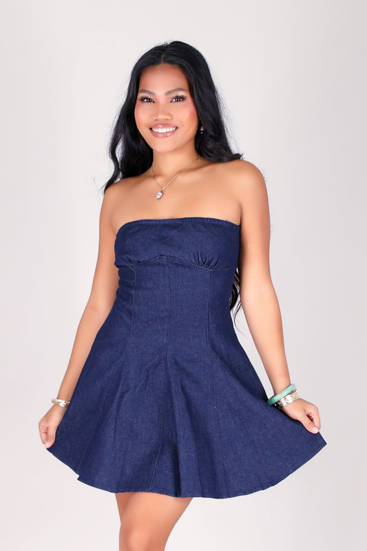 SWEET ON DENIM MINI TUBE DRESS