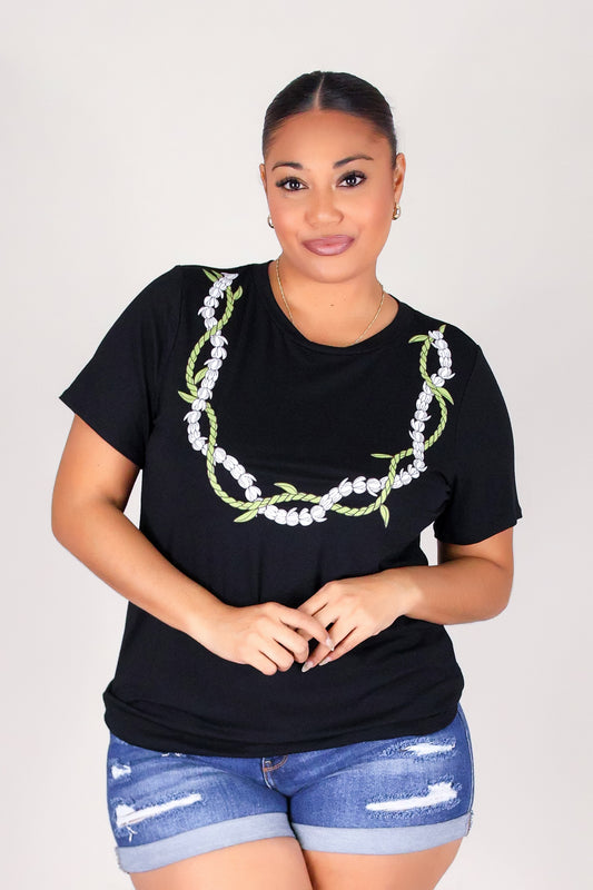 TI LEAF PIKAKE TWIST LEI TEE