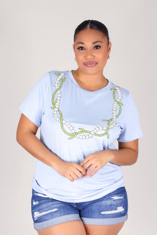 TI LEAF PIKAKE TWIST LEI TEE