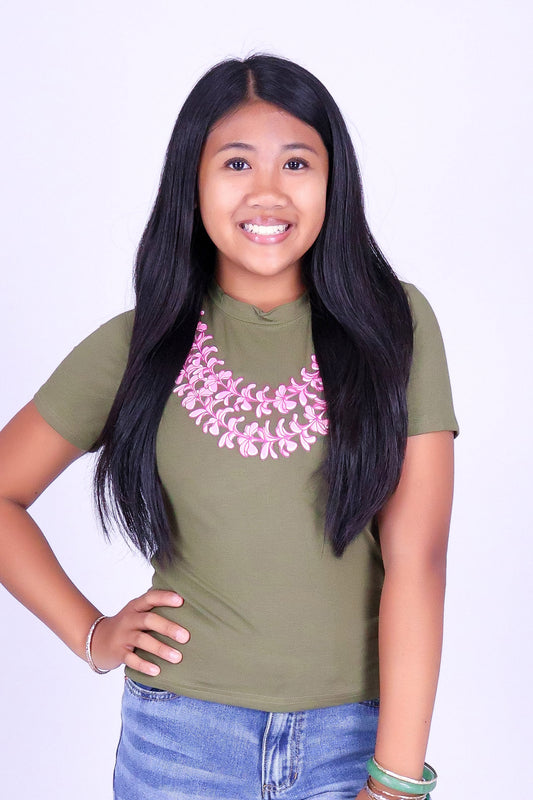 2 STRAND PLUMERIA LEI TEE | KIDS SIZE 2-16