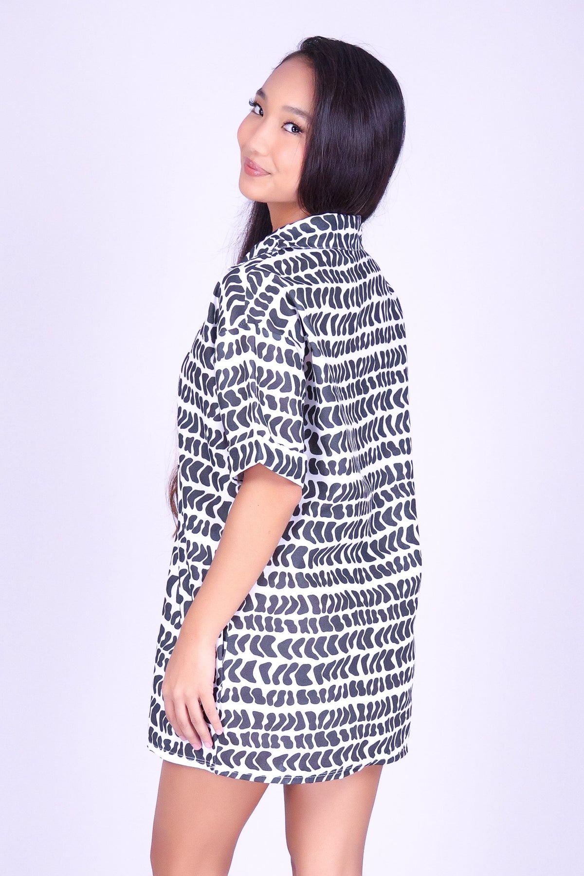 HEBREW SHELL MINI BUTTON DOWN DRESS