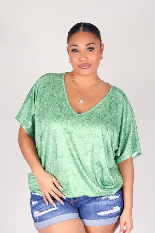 WAVY HIBISCUS DOLMAN TOP