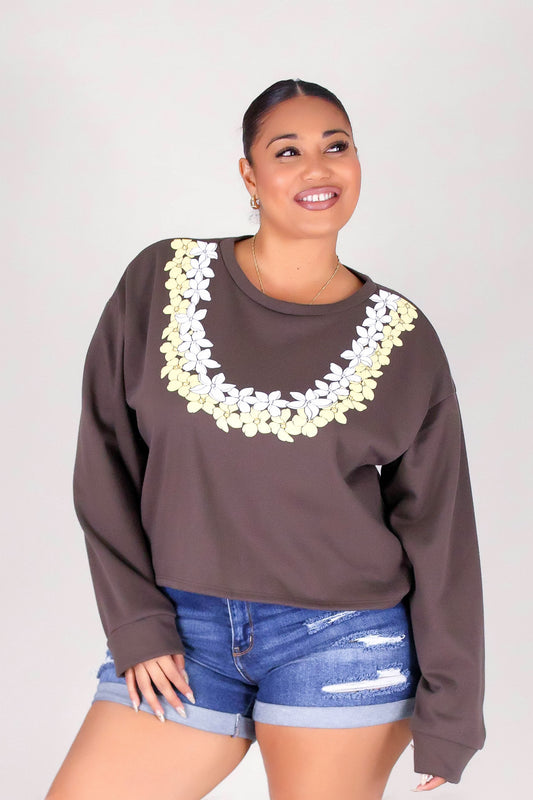 OPEN PUAKENIKENI PIKAKE LEI SWEATER