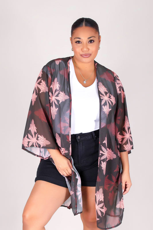 TORCH GINGER QUILT CHIFFON CARDIGAN