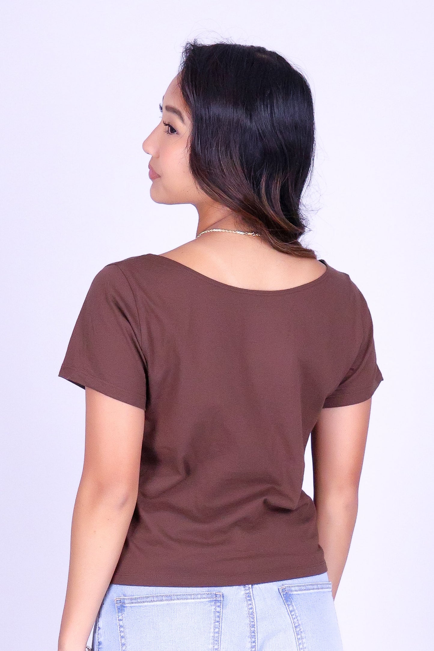 QUILT OFF SHOULDER CROP TEE