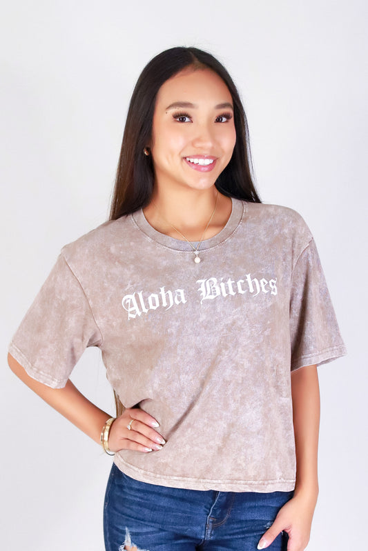 ALOHA BITCHES CROP TEE