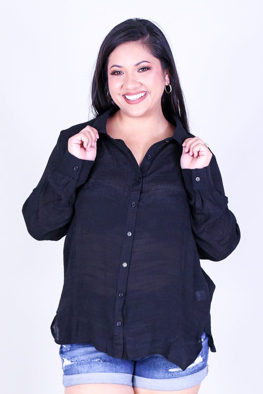 COME FOR IT BUTTON DOWN TOP