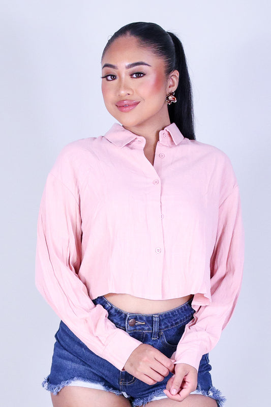 DARLING LINEN BUTTON DOWN TOP