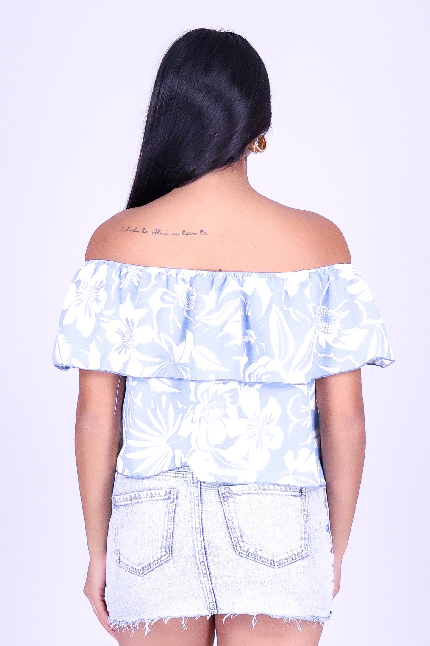 TROPICAL BLOOM OFF SHOULDER TOP