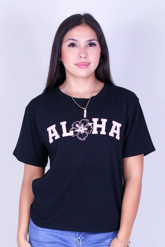 ALOHA HIBISCUS VARSITY TEE