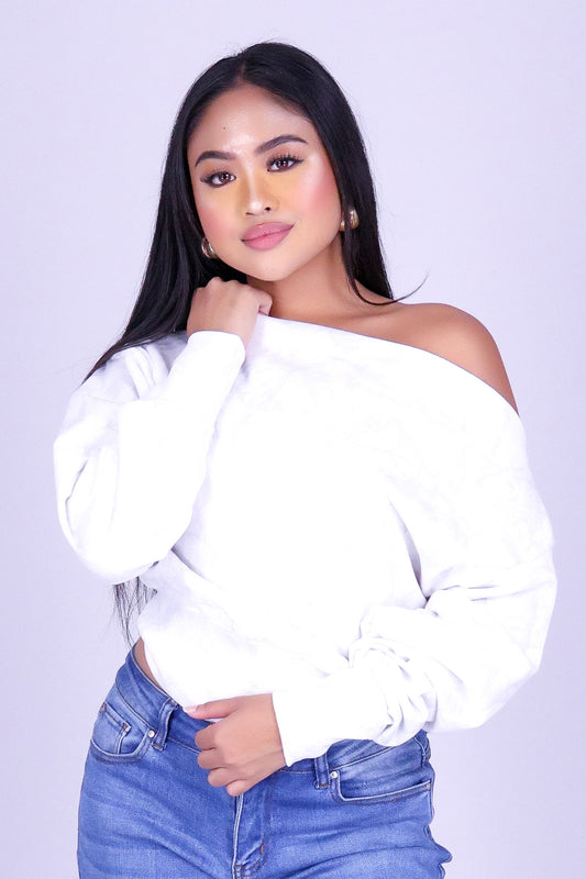 DEEP WOODS OFF SHOULDER SWEATER