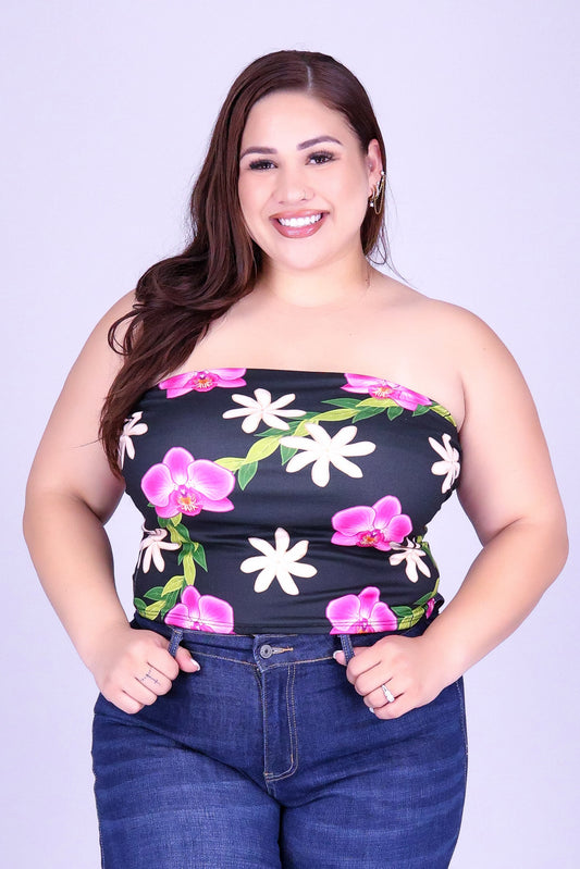 ORCHID TIARE CROP TUBE TOP