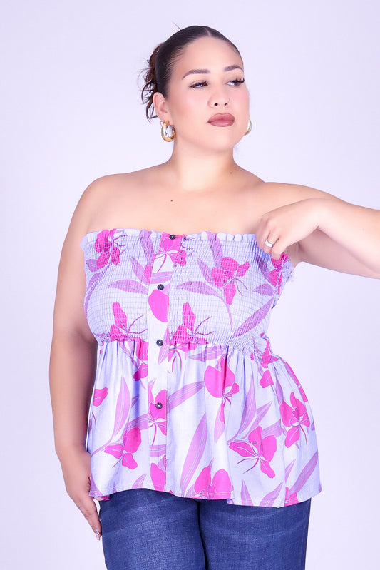 GINGER SMOCKED BABYDOLL TUBE TOP