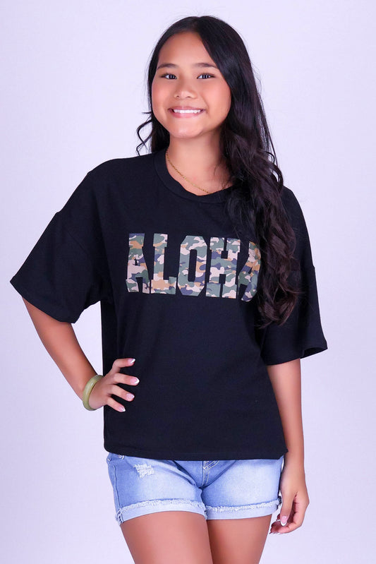ALOHA CAMO OVERSIZED TEE | KIDS SIZE 2-14