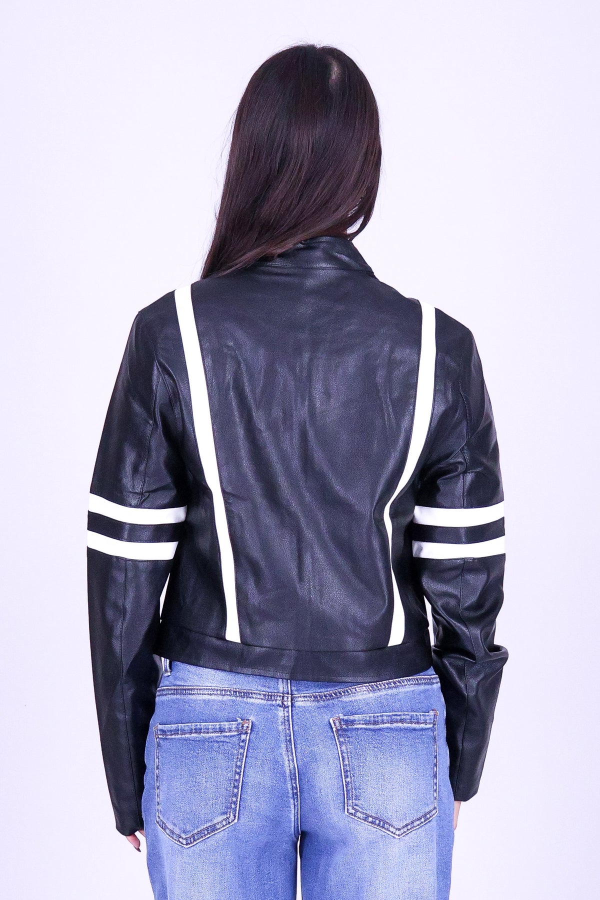 NO LOOKING BACK FAUX LEATHER MOTO JACKET