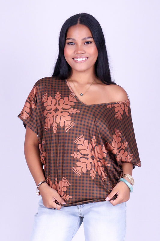 GINGHAM OHIA DOLMAN TOP