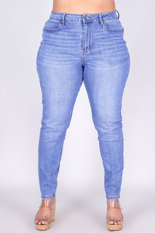 STONE BLUE SKINNY DENIM JEANS
