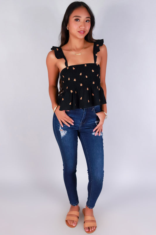 Jeans Warehouse Hawaii - TANK PRINT WOVEN CASUAL TOPS - PETAL DARLING BABYDOLL TOP | By PAPERMOON/ B_ENVIED