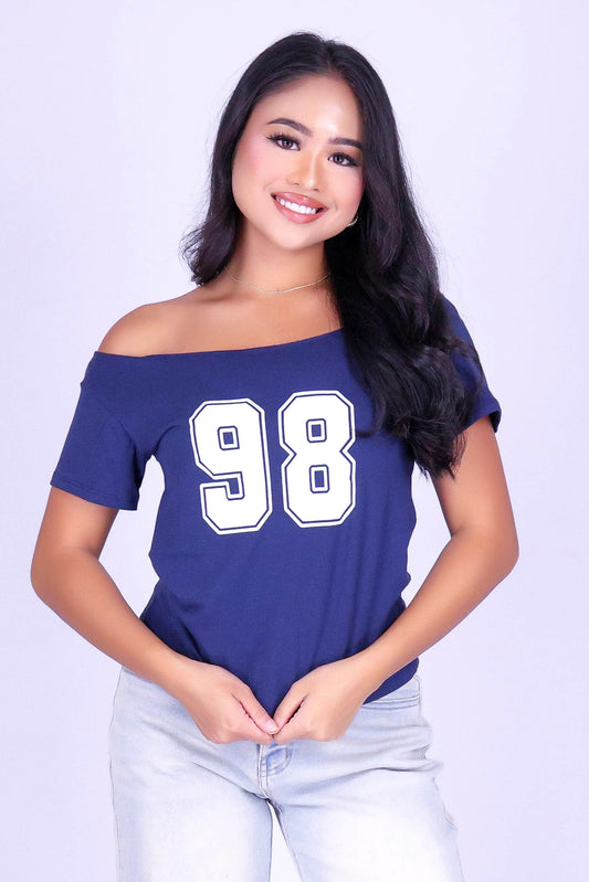 VARSITY OFF SHOULDER TEE