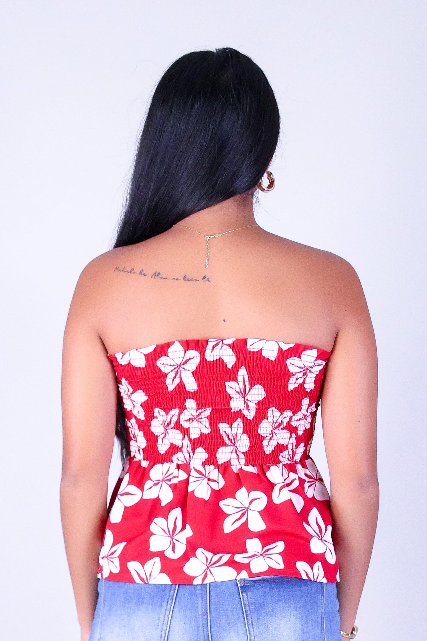 PLUMERIA SMOCKED TUBE TOP