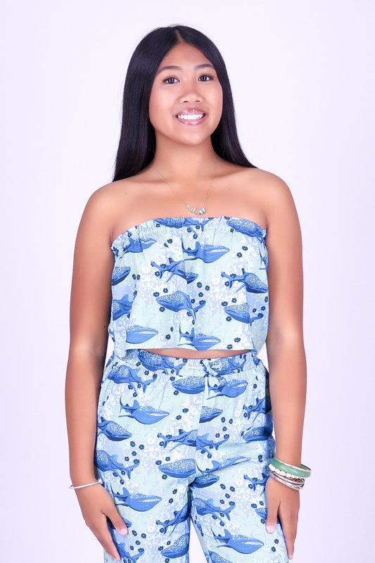 BLOOMS BY THE SEA CROP TUBE TOP | KIDS SIZE 12MO-14