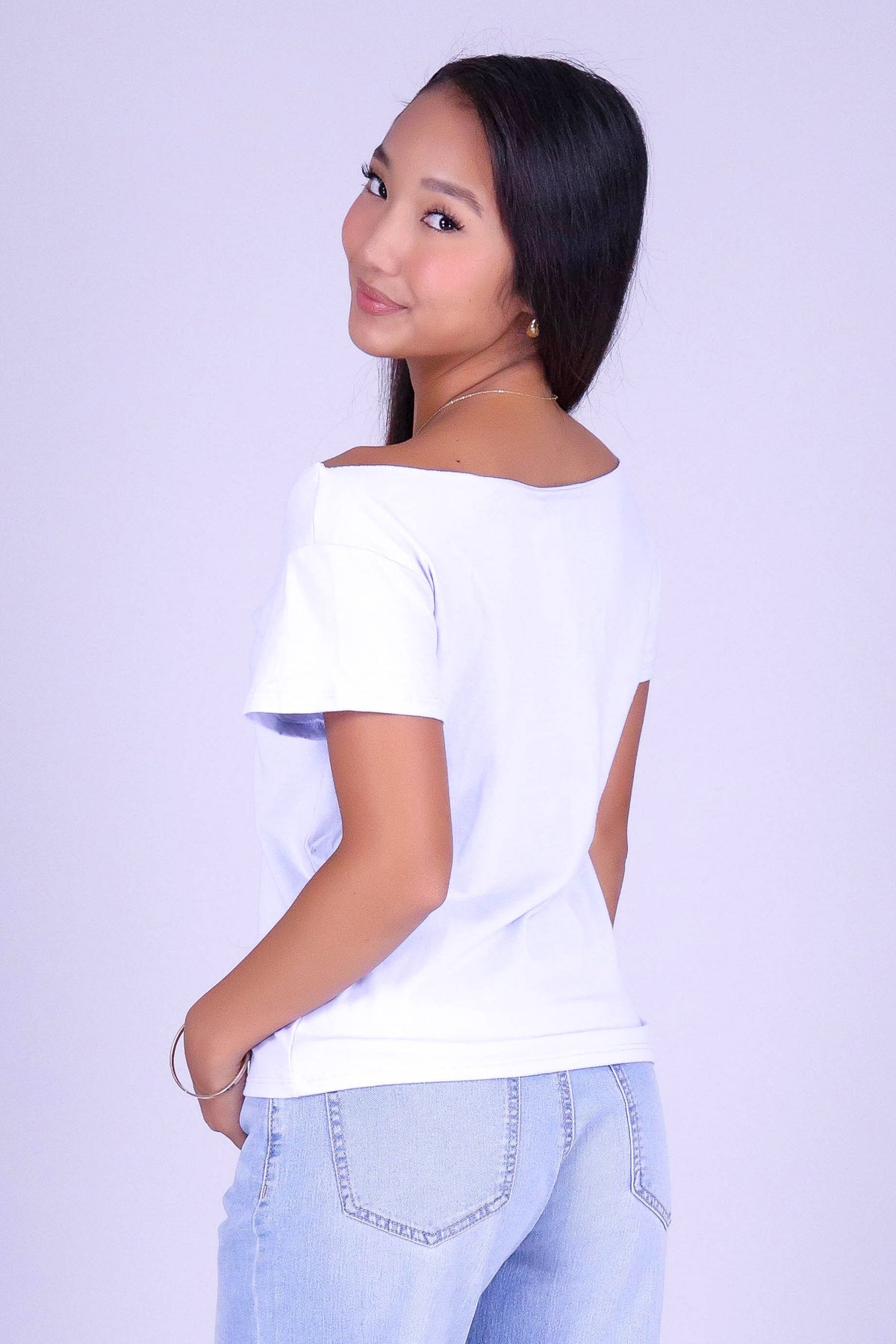 VARSITY OFF SHOULDER TEE