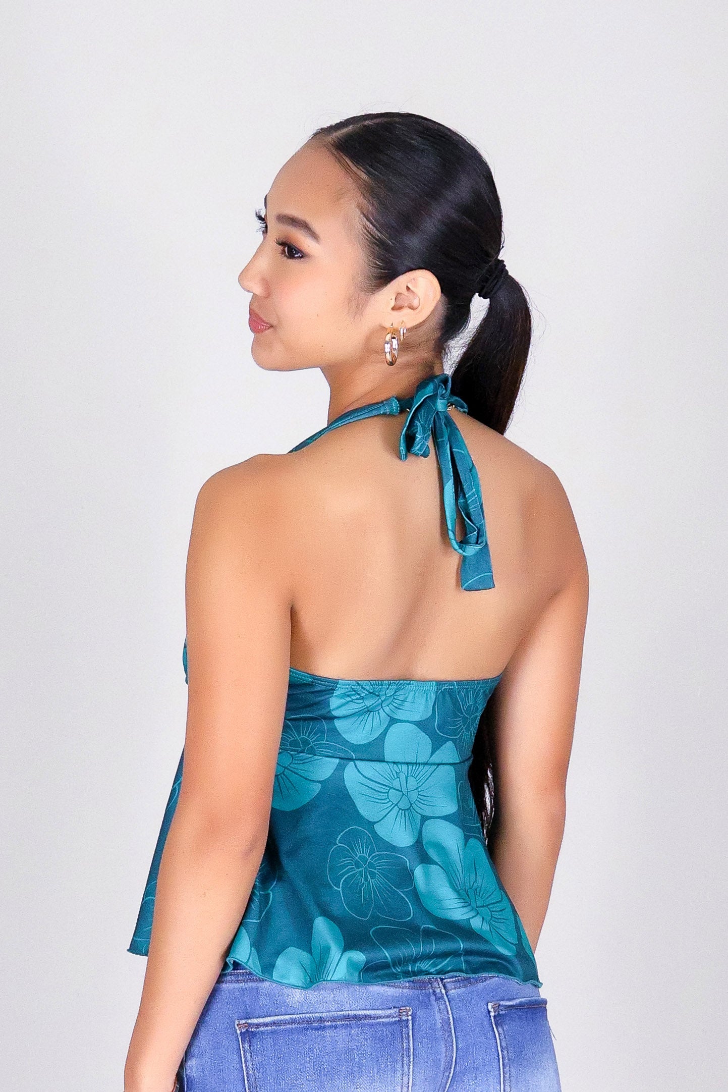 HAU FLOWER HALTER TOP