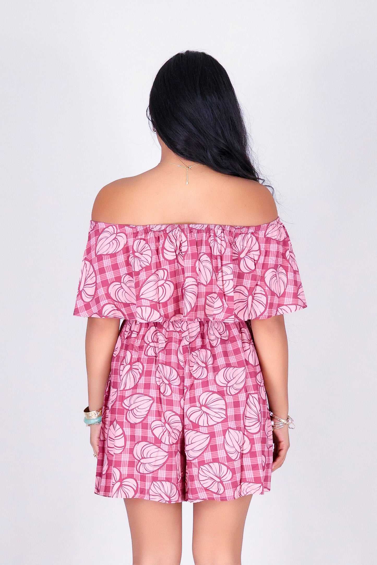 ANTHURIUM PALAKA OFF SHOULDER ROMPER