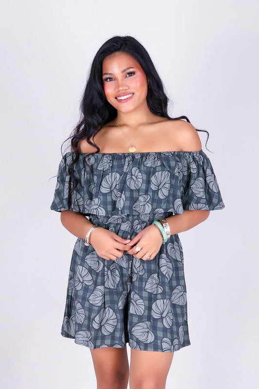 ANTHURIUM PALAKA OFF SHOULDER ROMPER