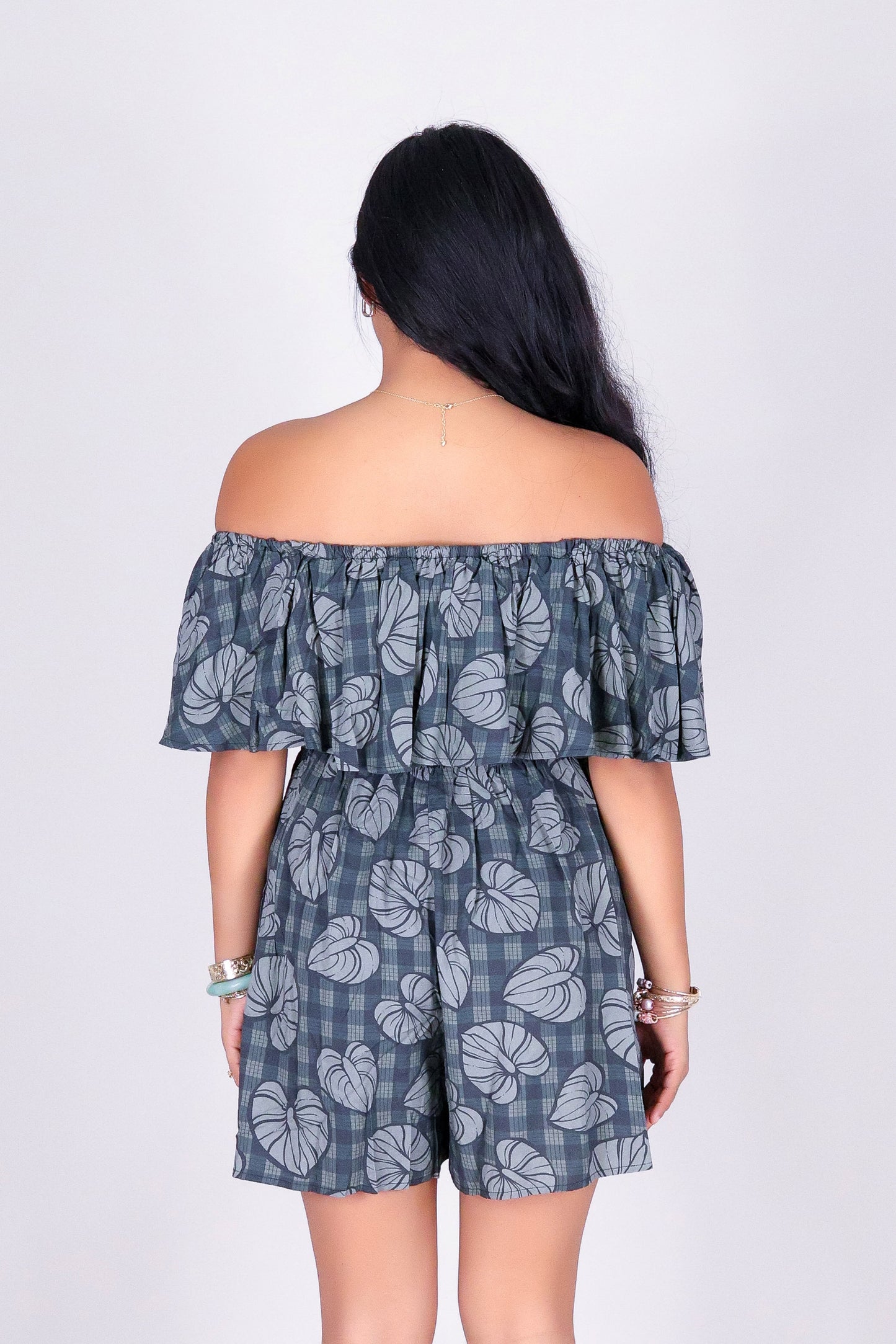 ANTHURIUM PALAKA OFF SHOULDER ROMPER