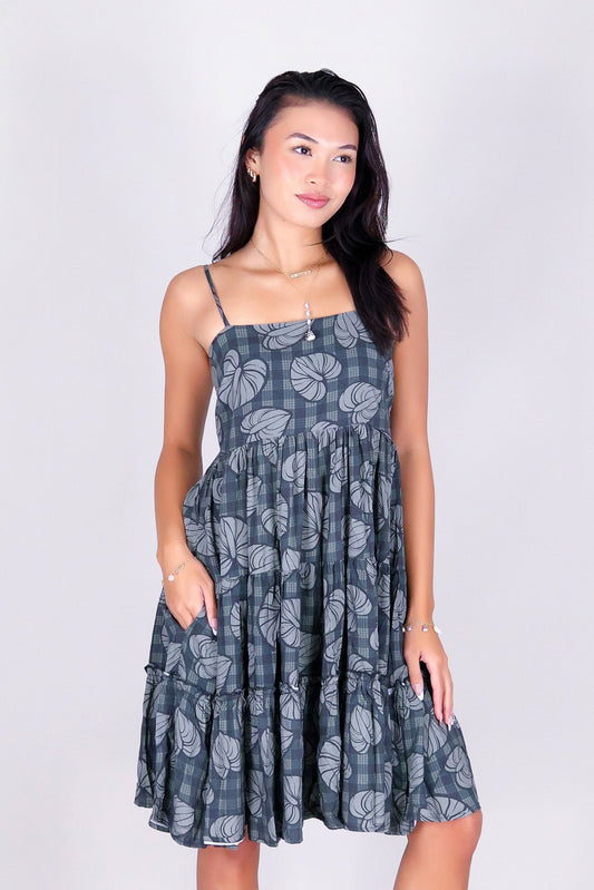ANTHURIUM PALAKA TIERED BABYDOLL DRESS