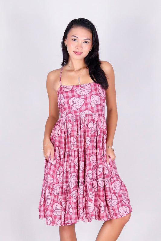 ANTHURIUM PALAKA TIERED BABYDOLL DRESS