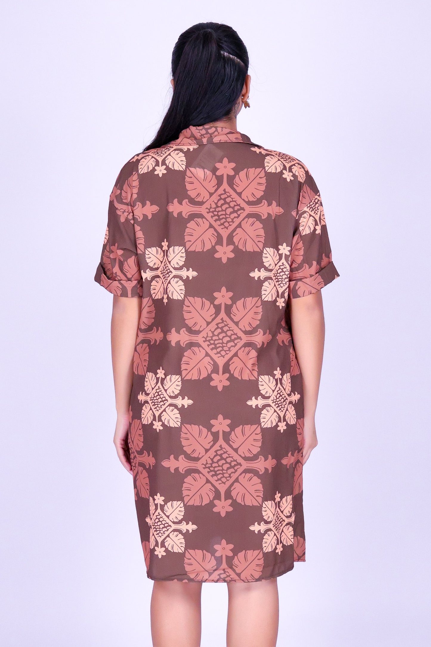 MONSTERA QUILT BUTTON DOWN DRESS