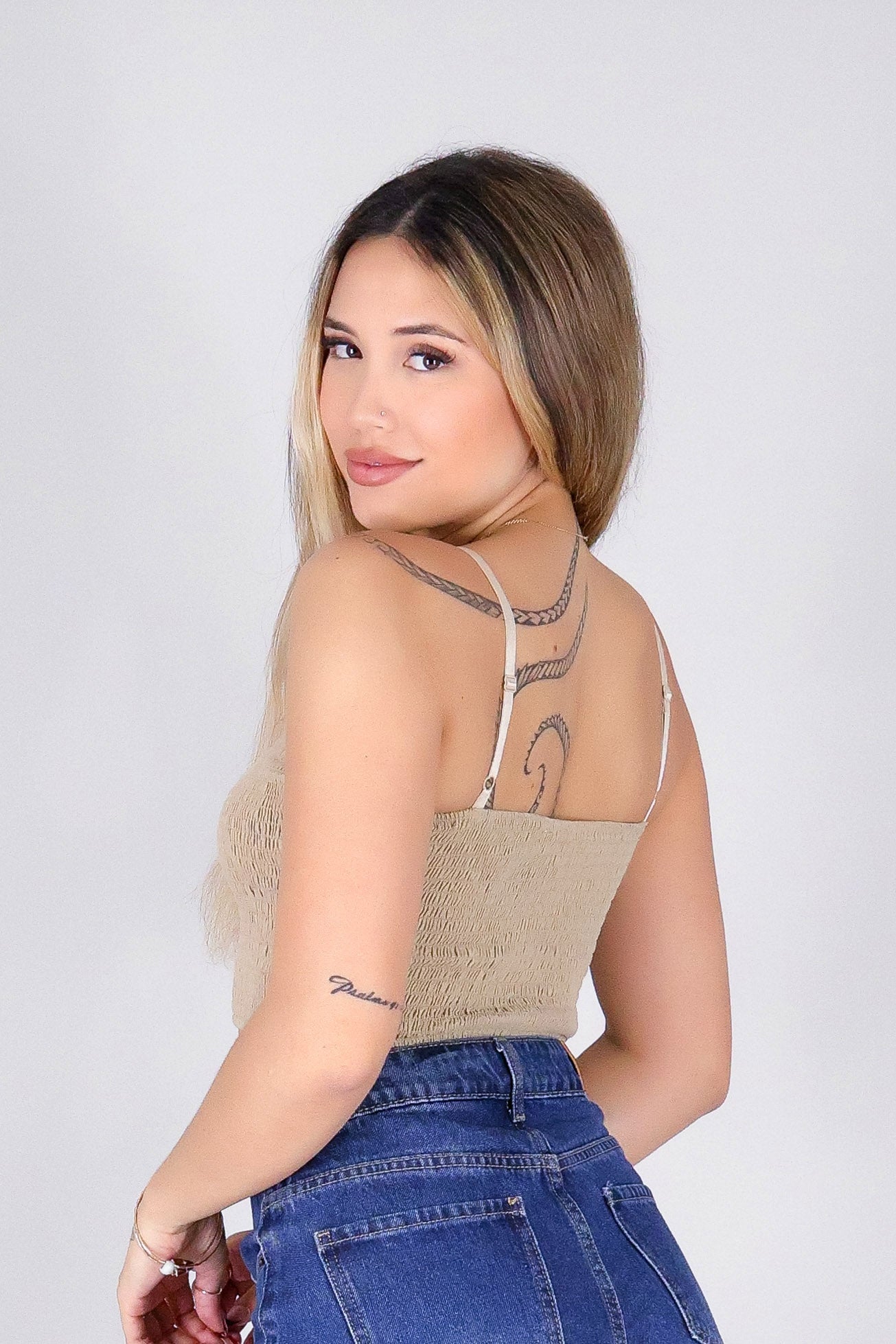 EDEN SMOCKED CROP TUBE TOP