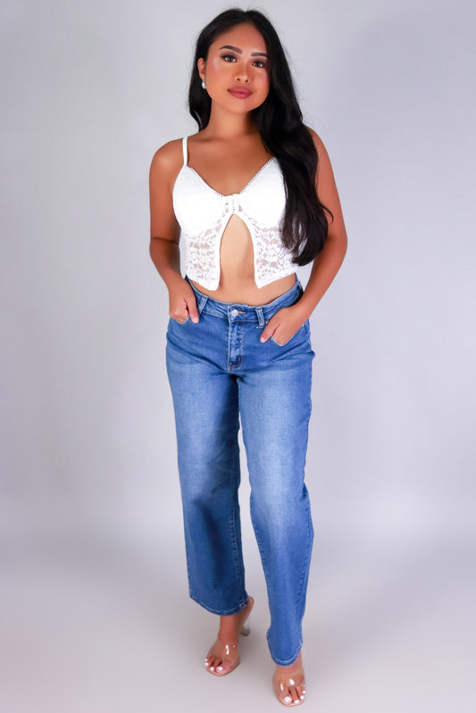 Jeans Warehouse Hawaii - SL CASUAL SOLID - LACE ESCAPE FLYAWAY TOP | By CRESCITA APPAREL/SHINE I