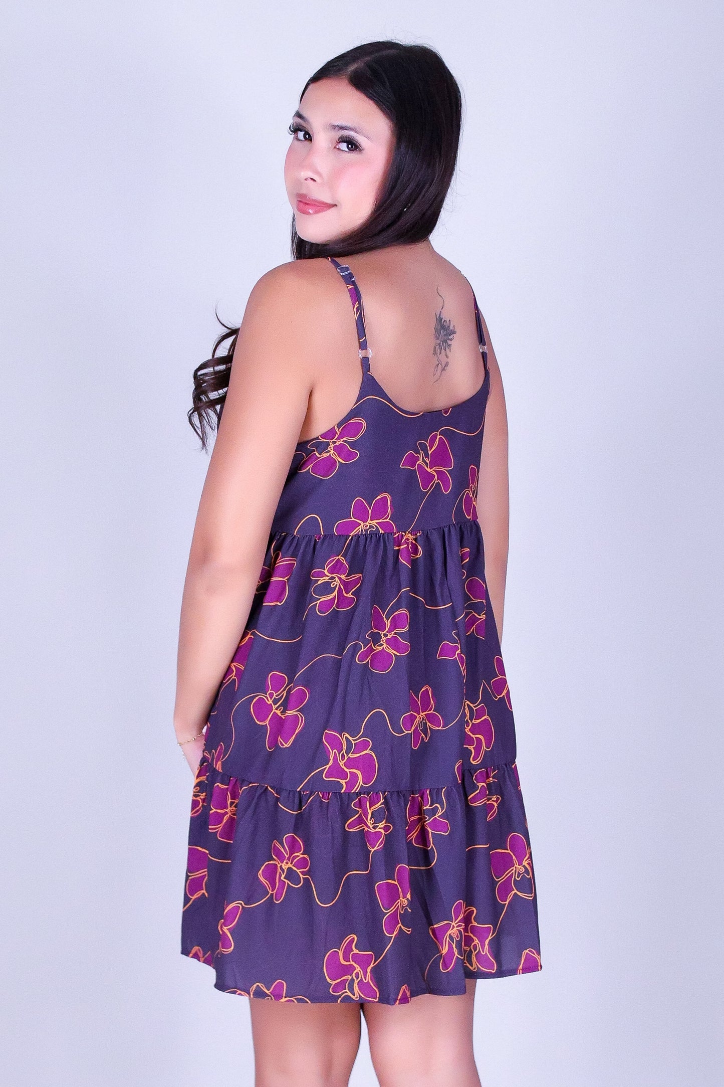 ORCHID LINE TIERED BABYDOLL DRESS