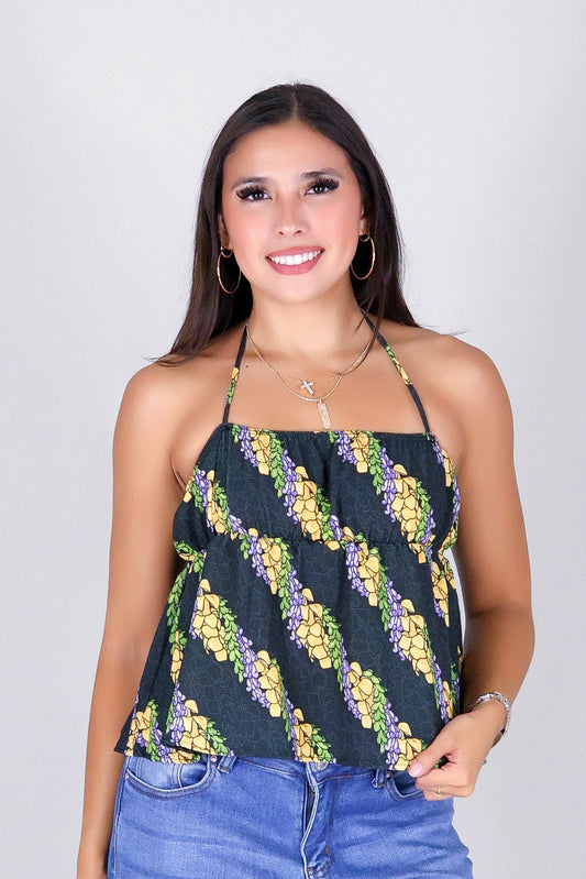 TWIST LEI BABYDOLL HALTER TOP